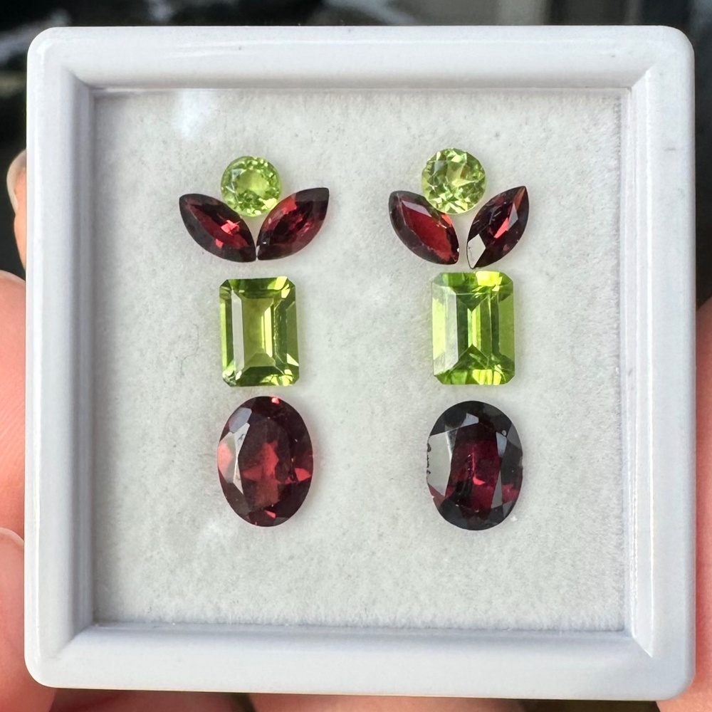 ✨ MATCHED PAIR 5.95 ctw Custom Earring Kit 💚❤️ Garnet Peridot 🌿 Ready to Set